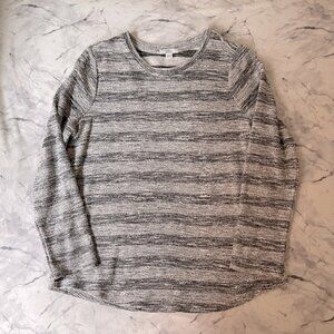 Grey Textured Long Sleeve Top L